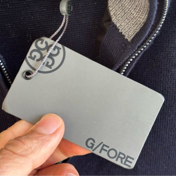 G/FORE Navy Blue Merino Wool Tech-Lined Dunes 1/4 Zip Vest NWT Men’s M Tailored - Picture 8 of 11